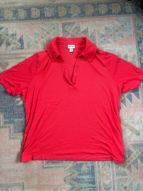 Ava & Viv Bright Red V-Neck Collared Top